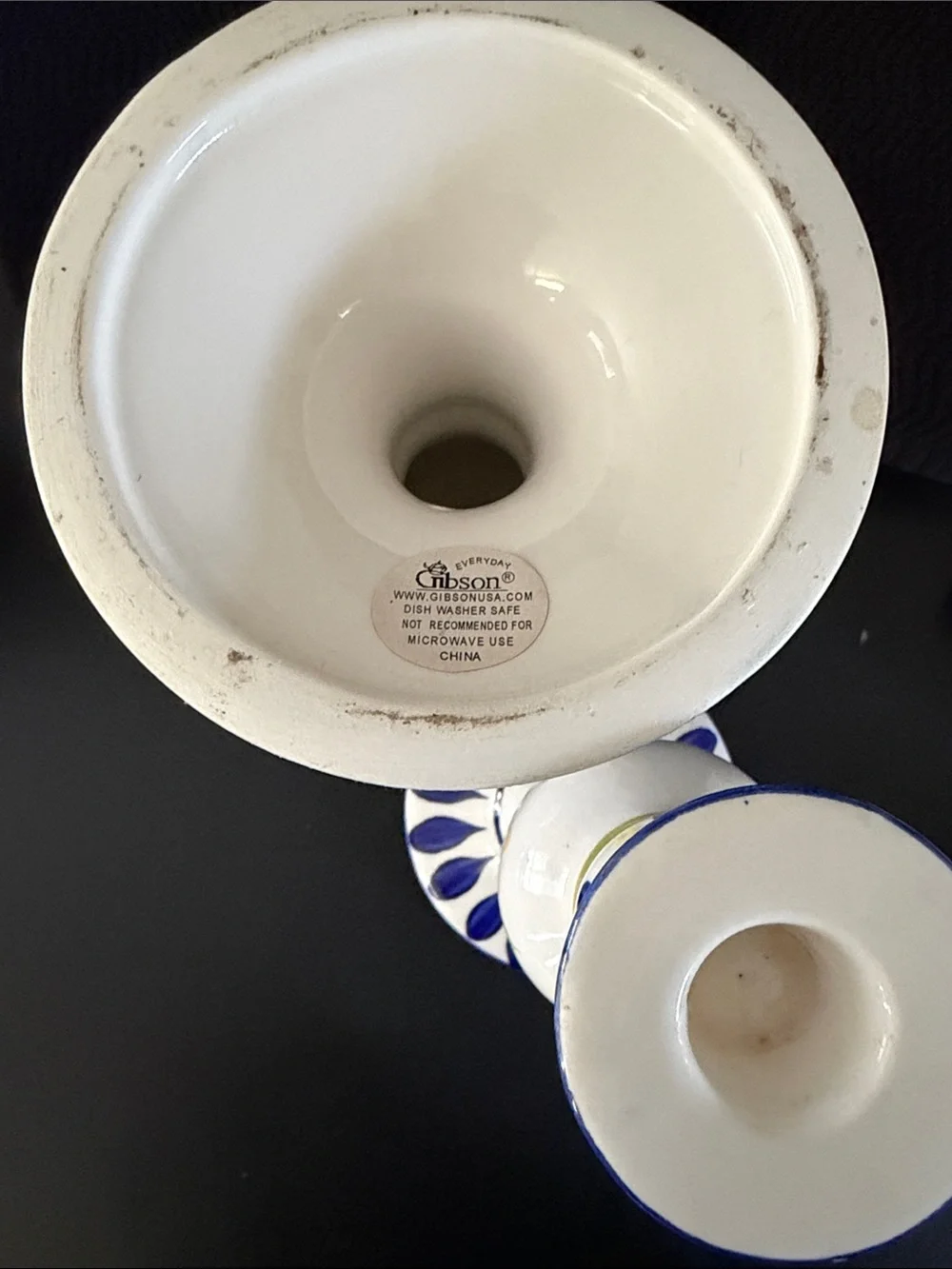 Clarisse by Gibson 9” Tall Ceramic Candlestick Pair
